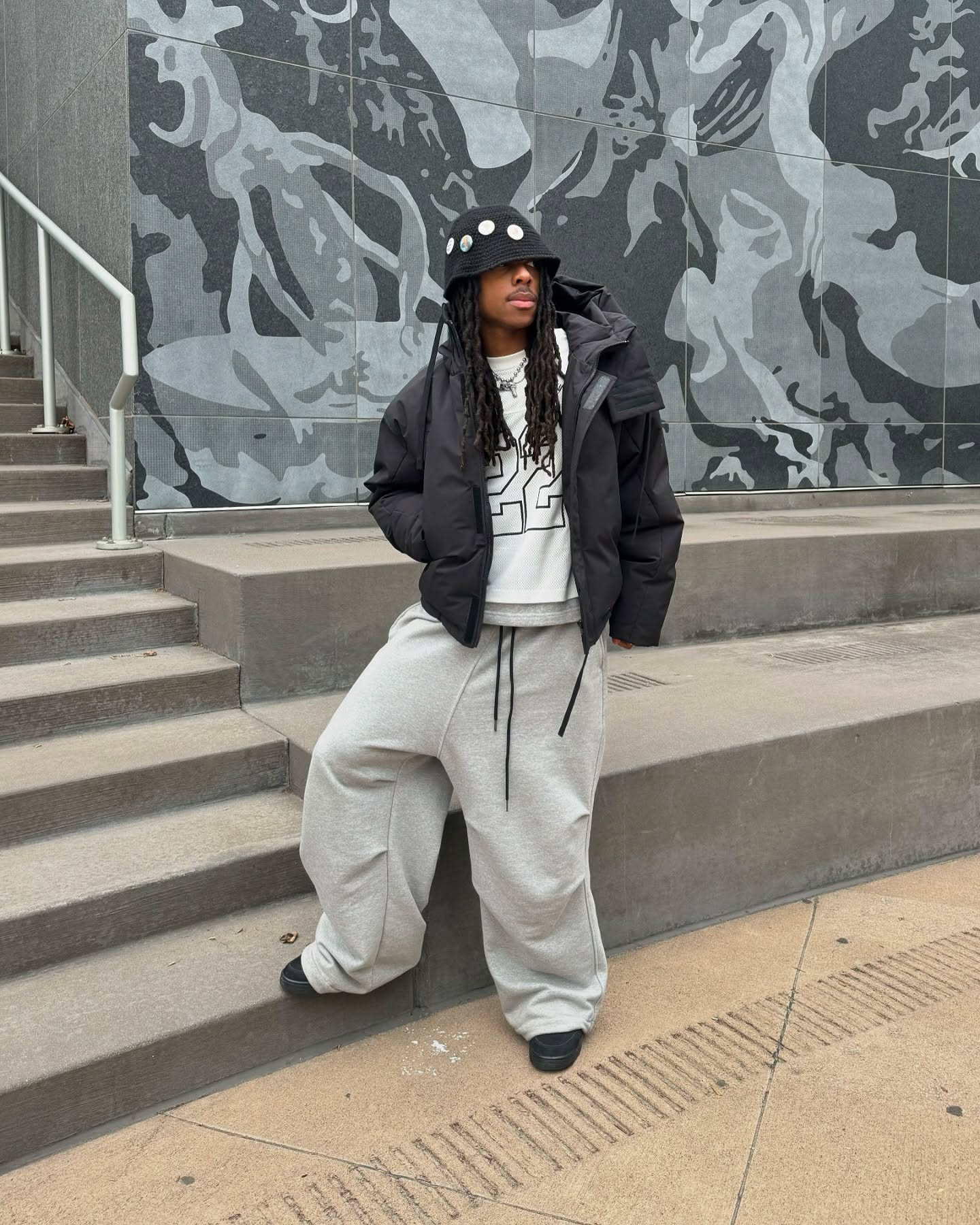 Black Bucket Crochet Hat