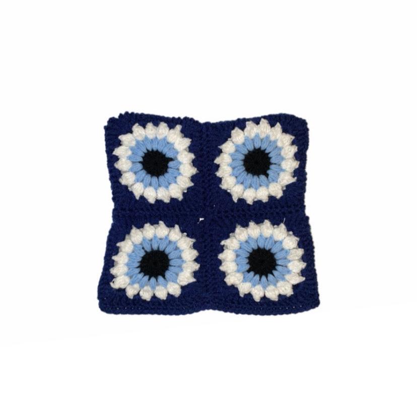 Navy Blue Evil Eye Hat