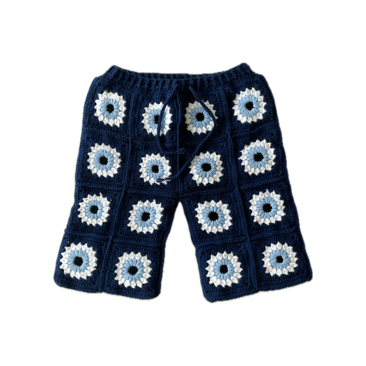Evil Eye Navy Blue Crochet Shorts